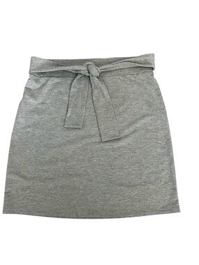 LOFT Gray Tie Waist Mini Skirt Size Medium Stretch Casual Knit